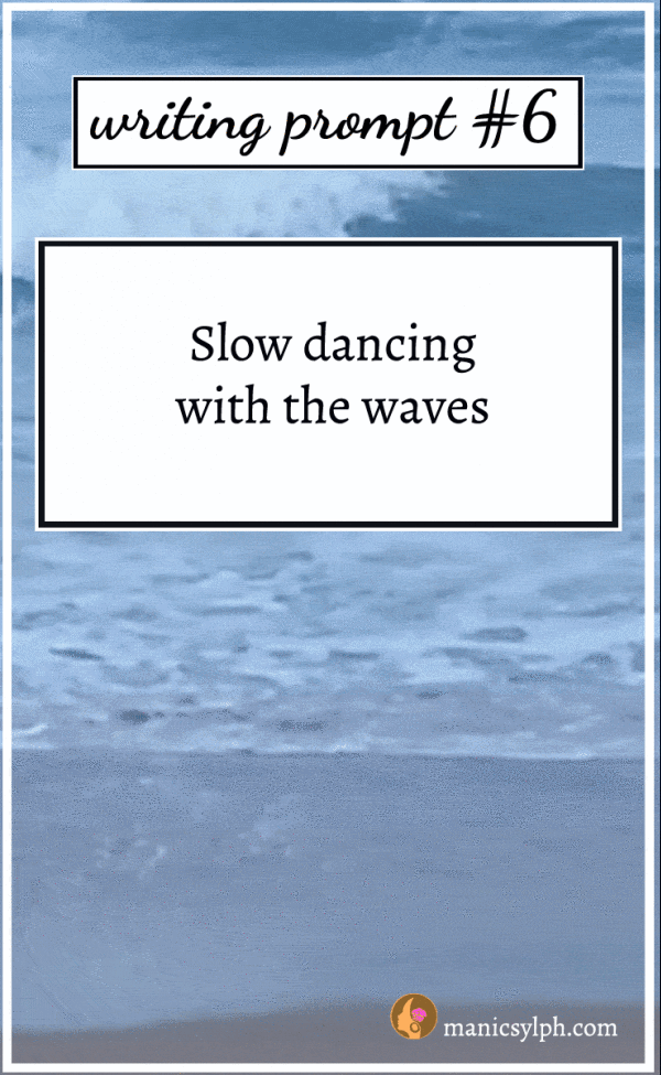 Waves animated gif with writing prompt text written on it